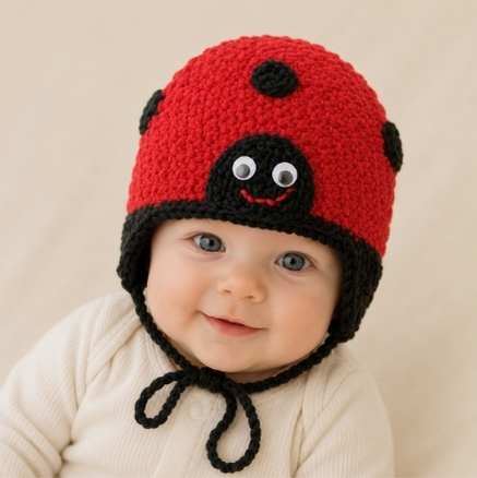 Kvačkana otroška kapica SimSo Little Friends Ladybug - slika 2
