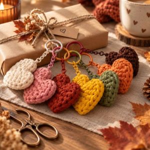 SimSo Heart – kvačkan obesek za ključe | Jesenska kolekcija 🍂