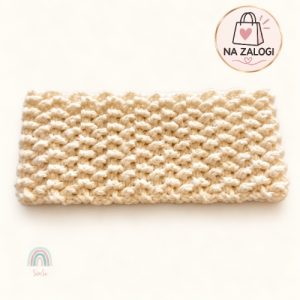 Ročno kvačkan trak za ušesa – krem beige