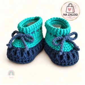 Kvačkani otroški copatki – modri